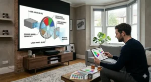 Illustration of how HDR enhances contrast and colour depth on modern 4K home cinema projectors.