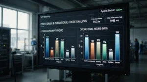 An infographic showing power usage and runtime statistics explaining how long does a battery projector last