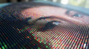 Diagram illustrating high pixel density performance on a 4K projector screen surface